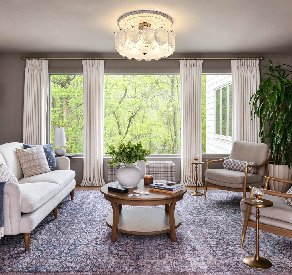 Modern Colorful Disc Art Glass Ceiling Light in Luxury Living Room