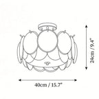 Modern Small Colorful Disc Semi-Flush Ceiling Light Line Art Dimension Diagram