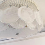 Close Up View of Multi-Tier Colorful Disc Glass and Internal Bulbs Structure