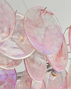 Close Up View of Pink Gradient Colorful Disc Glass and Internal Bulbs Structure