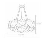 Modern Pink Gradient Colorful Disc Art Glass Chandelier Line Art Dimension Diagram