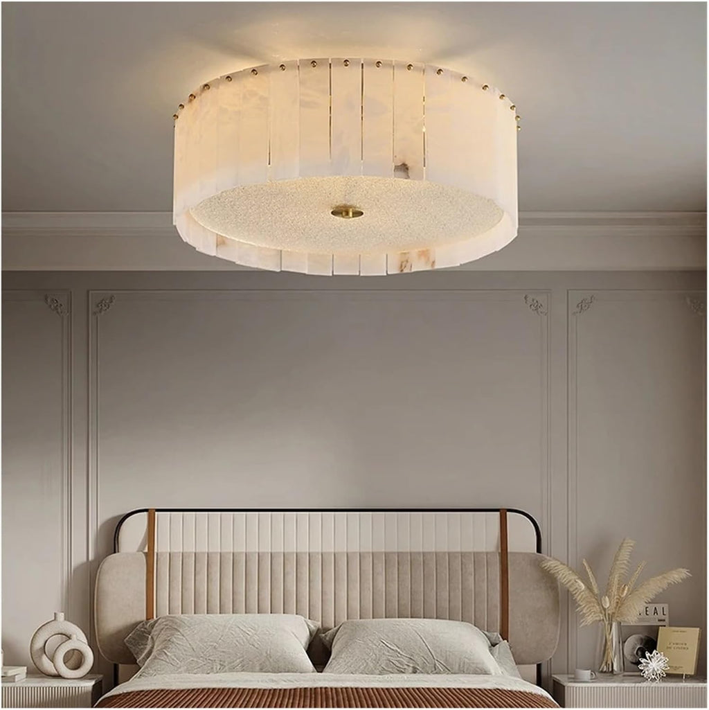 Round Pleated Alabaster Flush Mount