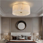 Round Pleated Alabaster Flush Mount