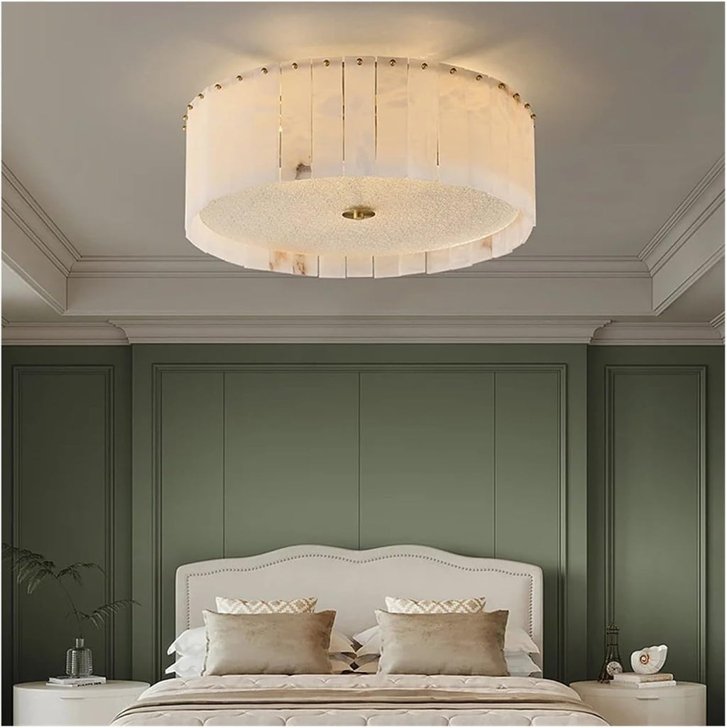 Round Pleated Alabaster Flush Mount