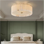 Round Pleated Alabaster Flush Mount