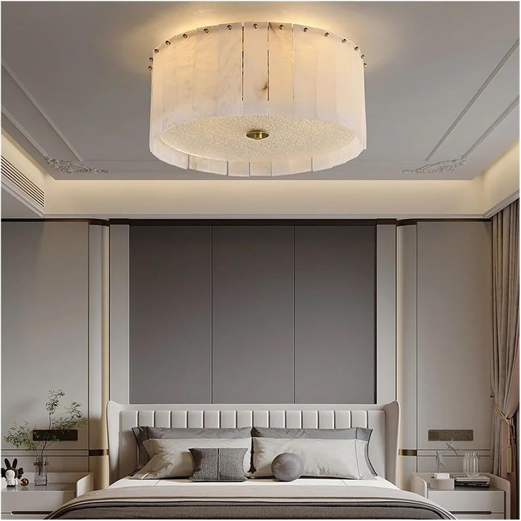 Round Pleated Alabaster Flush Mount
