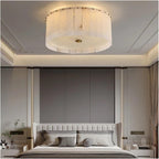Round Pleated Alabaster Flush Mount