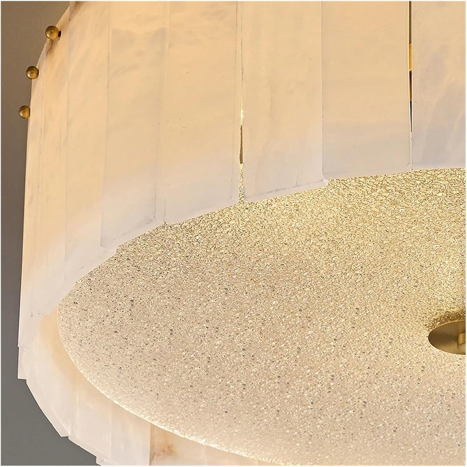 Round Pleated Alabaster Flush Mount