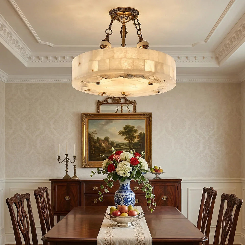 Round Aurevia Alabaster Ceiling Light
