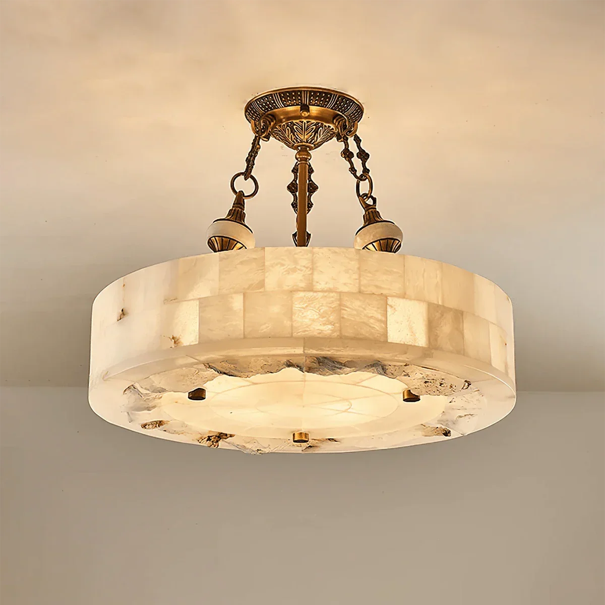 Round Aurevia Alabaster Ceiling Light