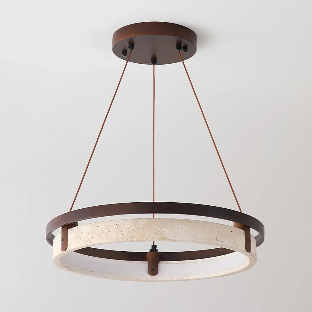 Round Orbit Travertine Chandelier