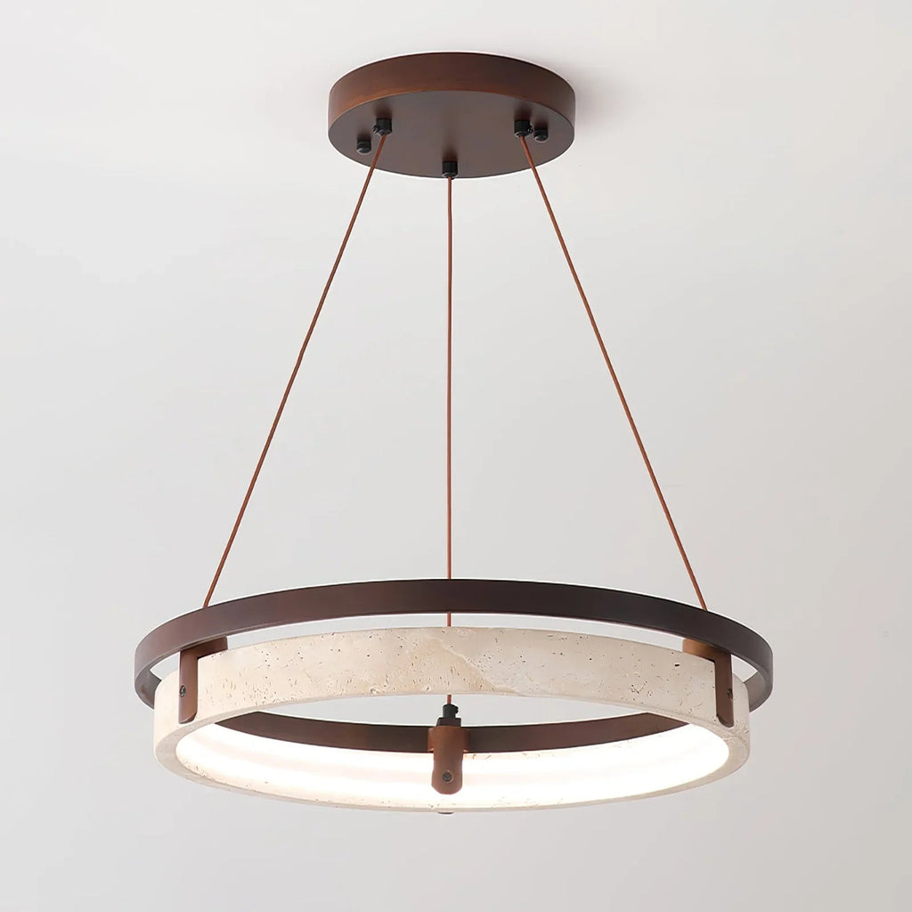 Round Orbit Travertine Chandelier