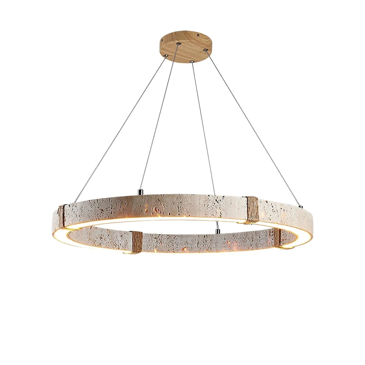 Modern Travertine Ring Chandelier Pendant Light on Pure White Background