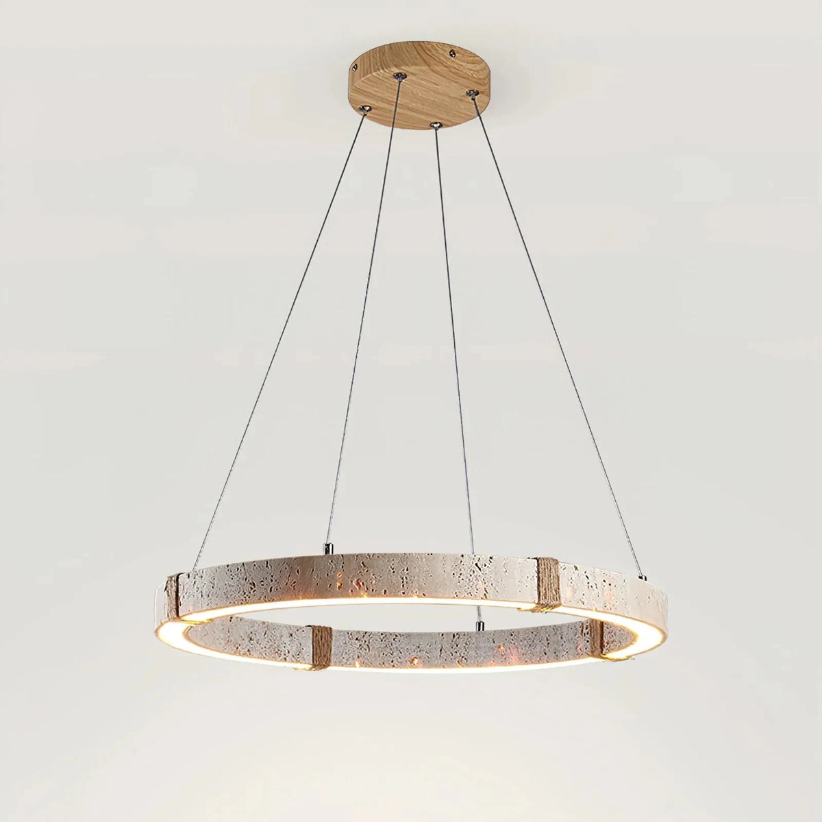 Illuminated Travertine Ring Chandelier Studio Product Shot