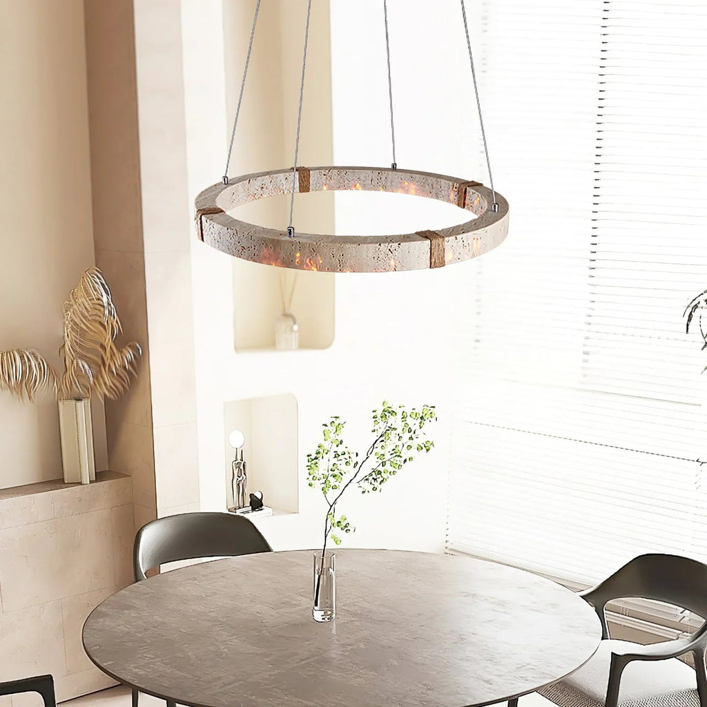 Round Travertine Dainolite Chandelier