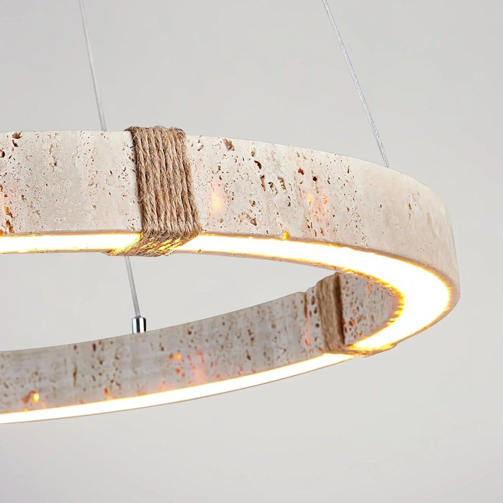 Round Travertine Dainolite Chandelier