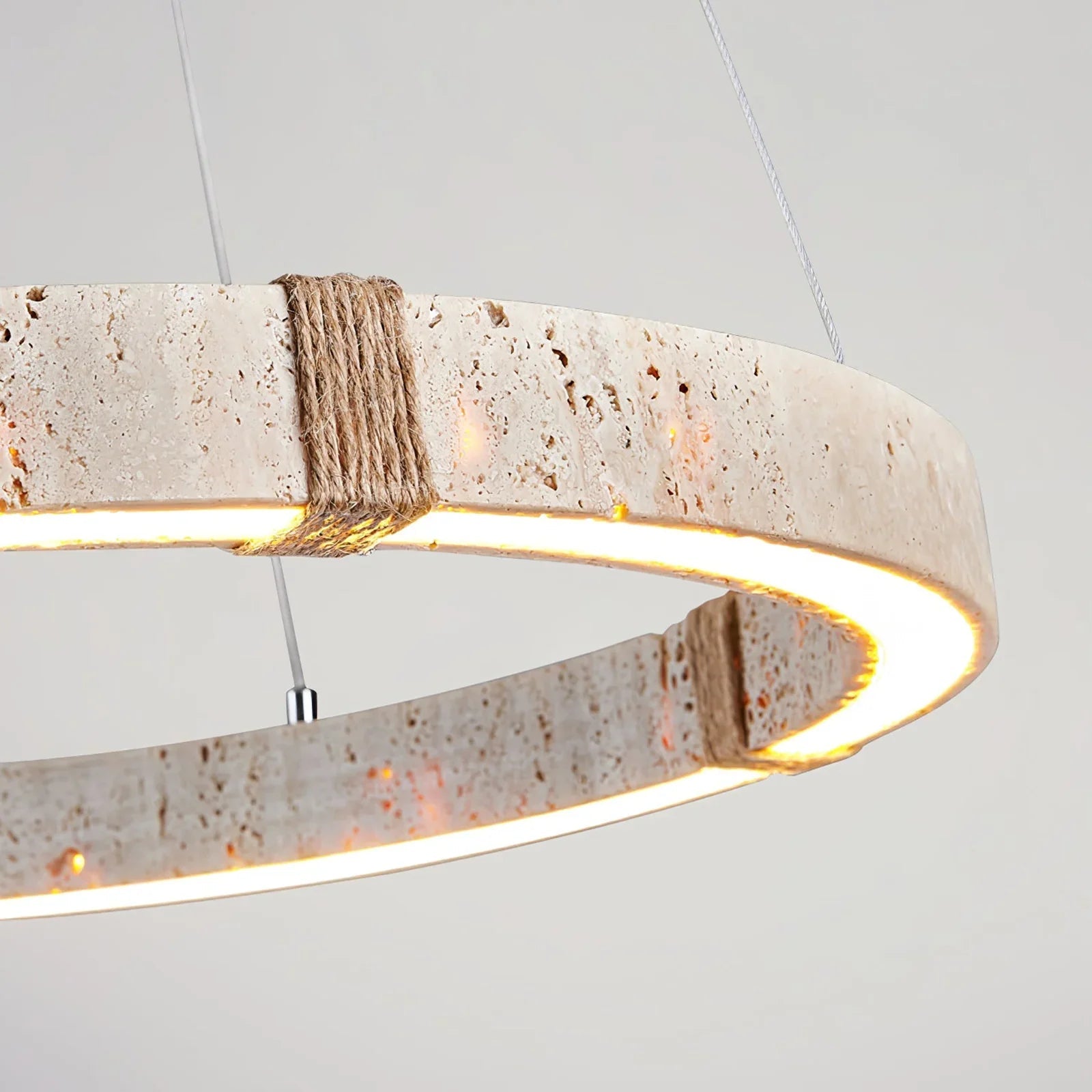 Round Travertine Dainolite Chandelier