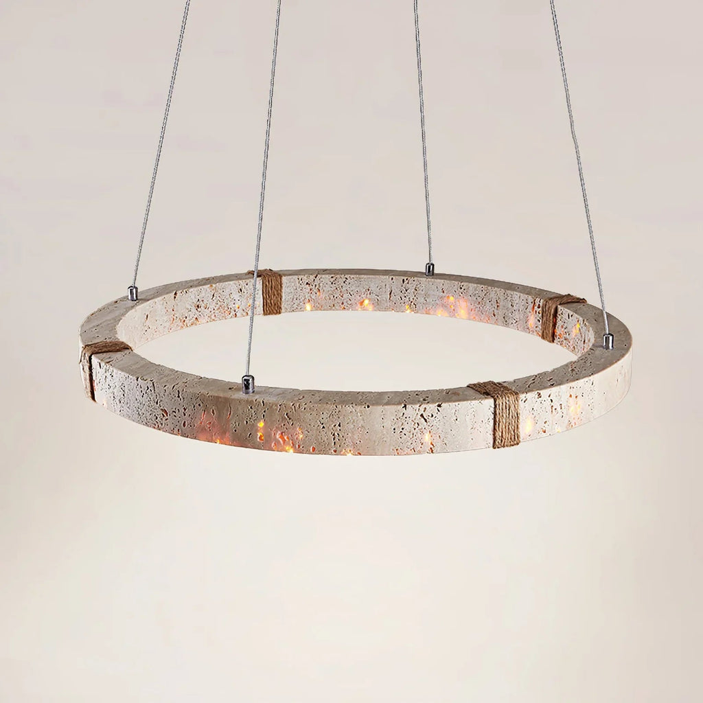 Round Travertine Dainolite Chandelier