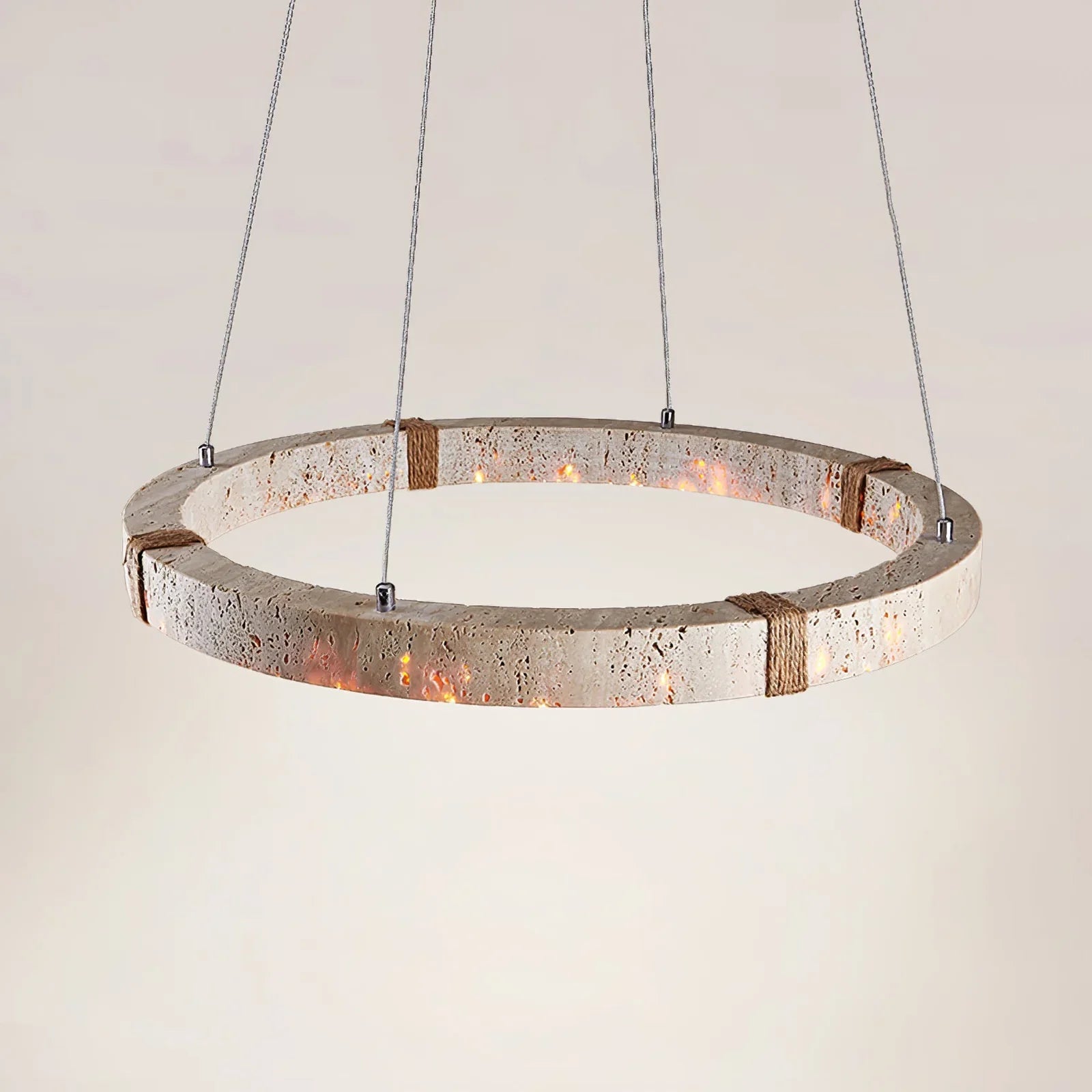 Round Travertine Dainolite Chandelier