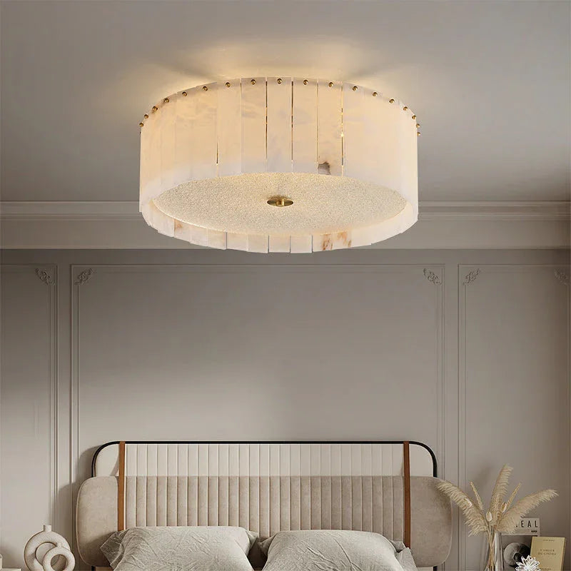 Round Pleated Alabaster Flush Mount