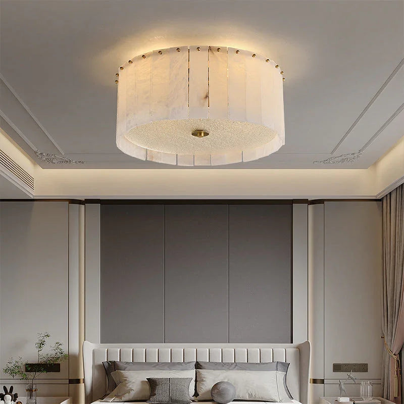 Round Pleated Alabaster Flush Mount