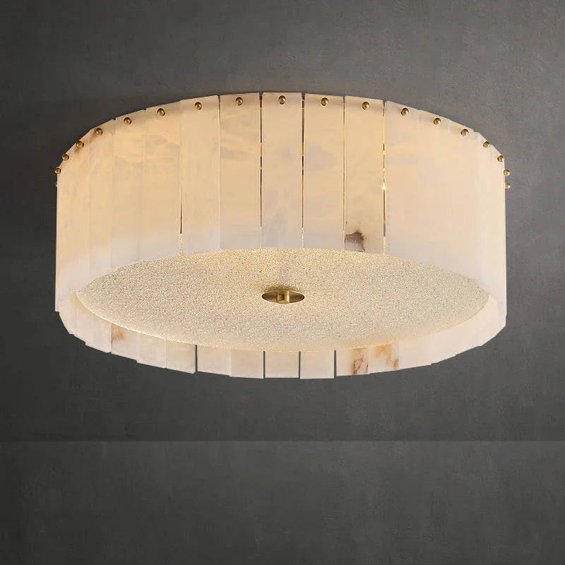 Round Pleated Alabaster Flush Mount