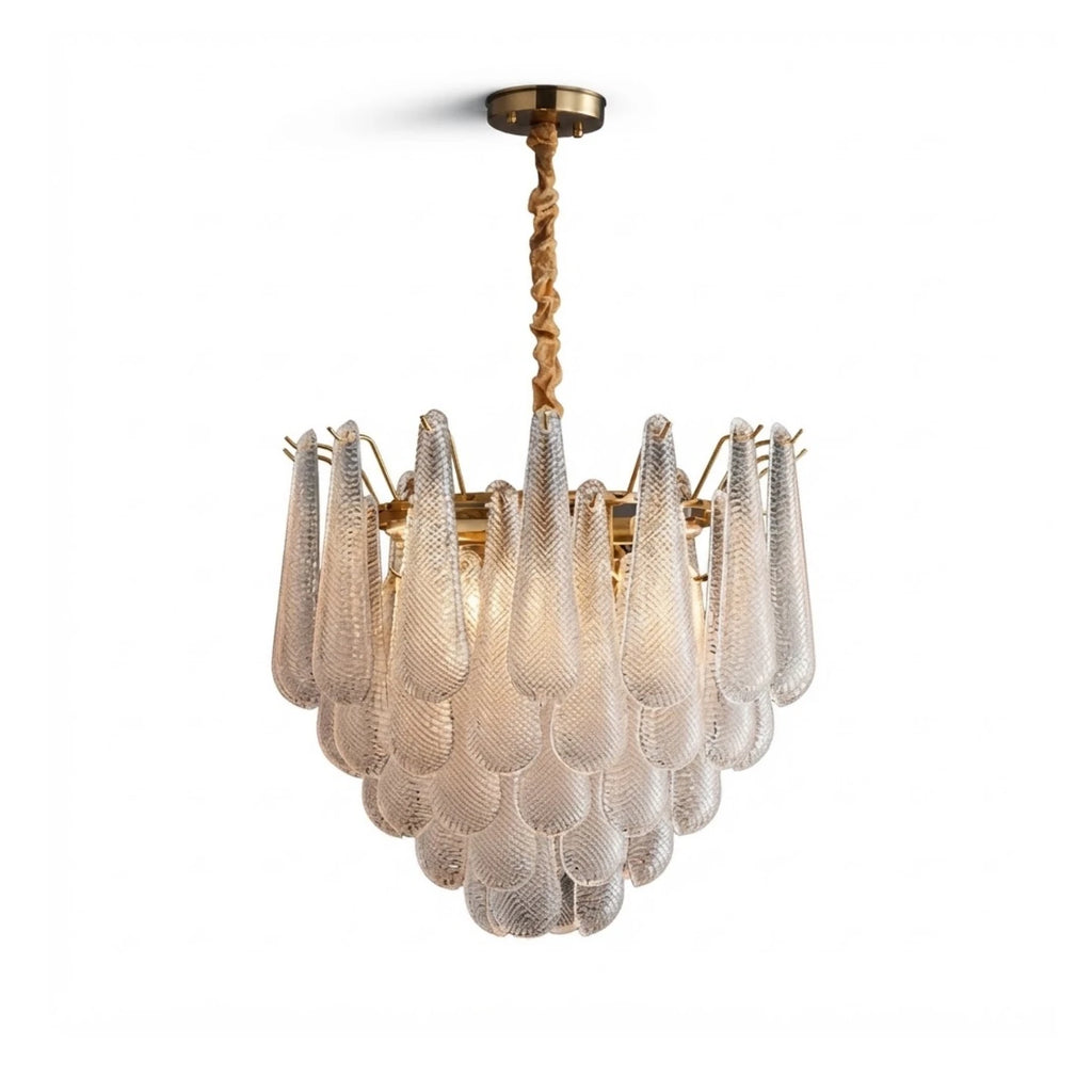 Round Tiered Glass Teardrop Dome Chandelier