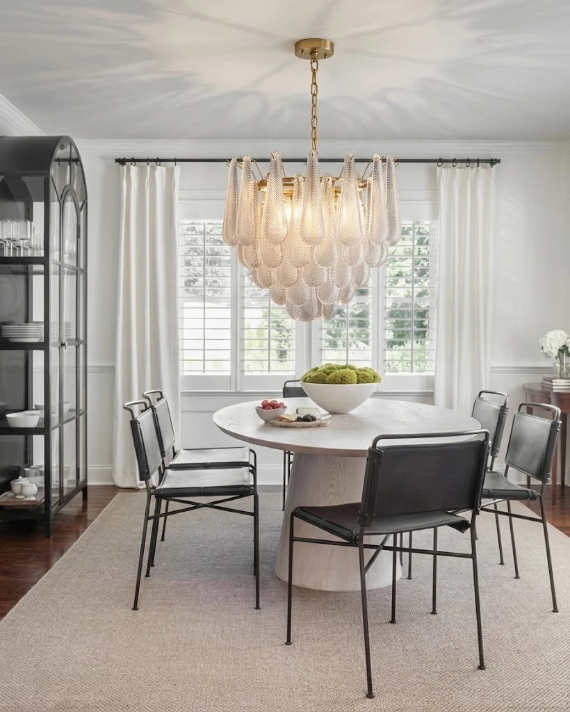 Round Tiered Glass Teardrop Dome Chandelier