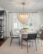 Round Tiered Glass Teardrop Dome Chandelier