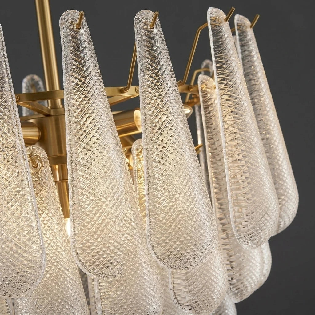 Round Tiered Glass Teardrop Dome Chandelier