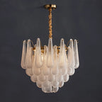 Round Tiered Glass Teardrop Dome Chandelier