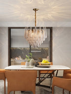 Round Tiered Glass Teardrop Dome Chandelier