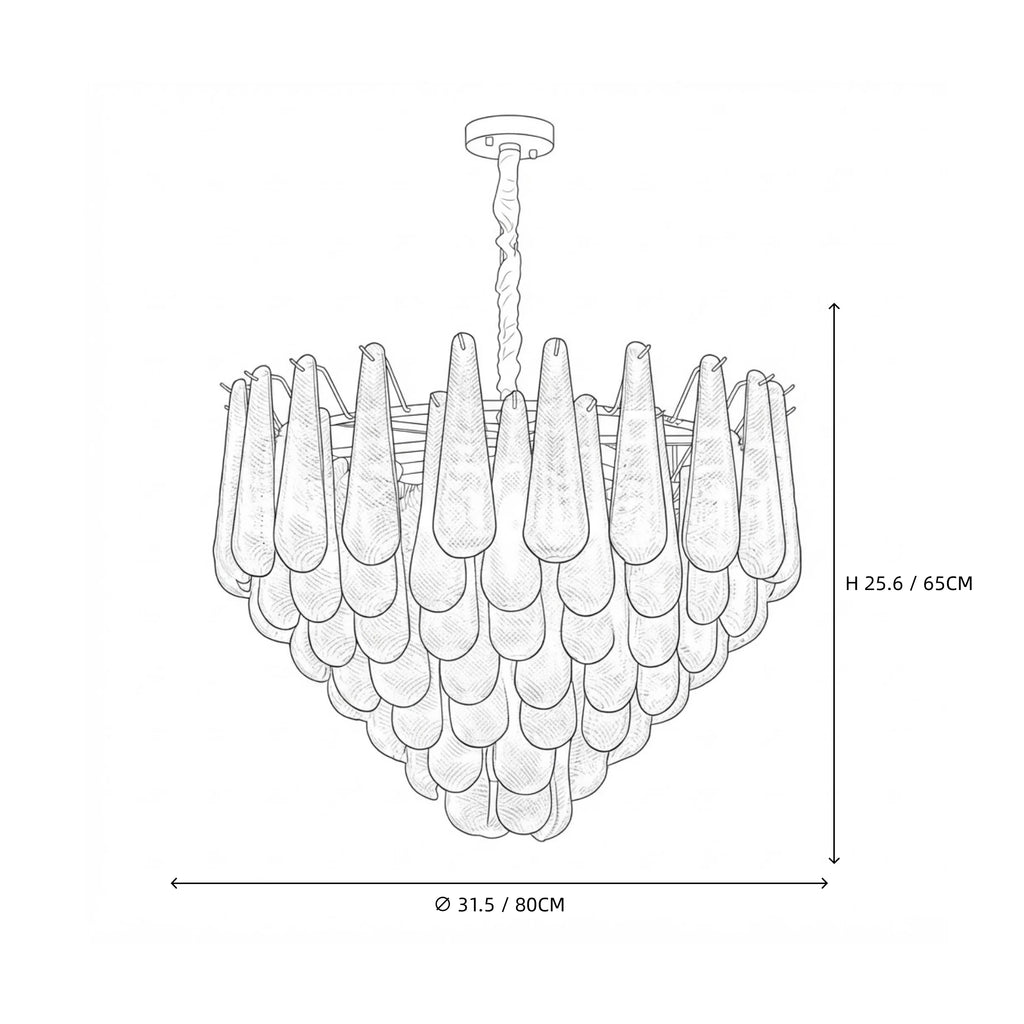 Round Tiered Glass Teardrop Dome Chandelier