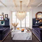 Round Tiered Glass Teardrop Dome Chandelier