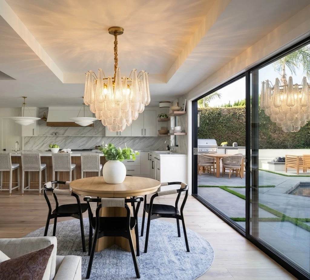 Round Tiered Glass Teardrop Dome Chandelier