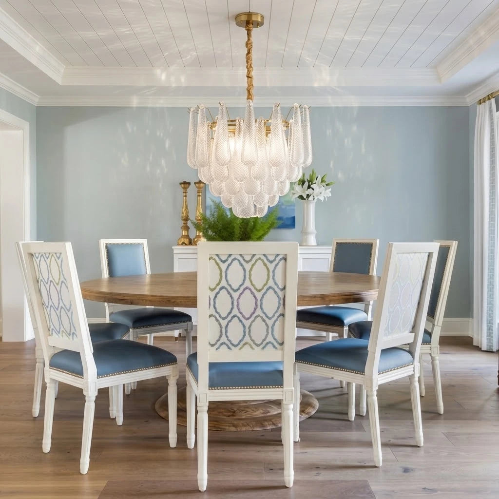 Round Tiered Glass Teardrop Dome Chandelier