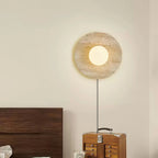 Modern Travertine Dish Wall Sconce in Vintage Bedroom Setting