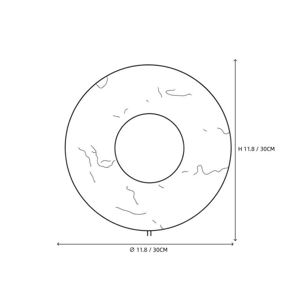 Modern Travertine Dish Wall Sconce Line Art Dimension Diagram B