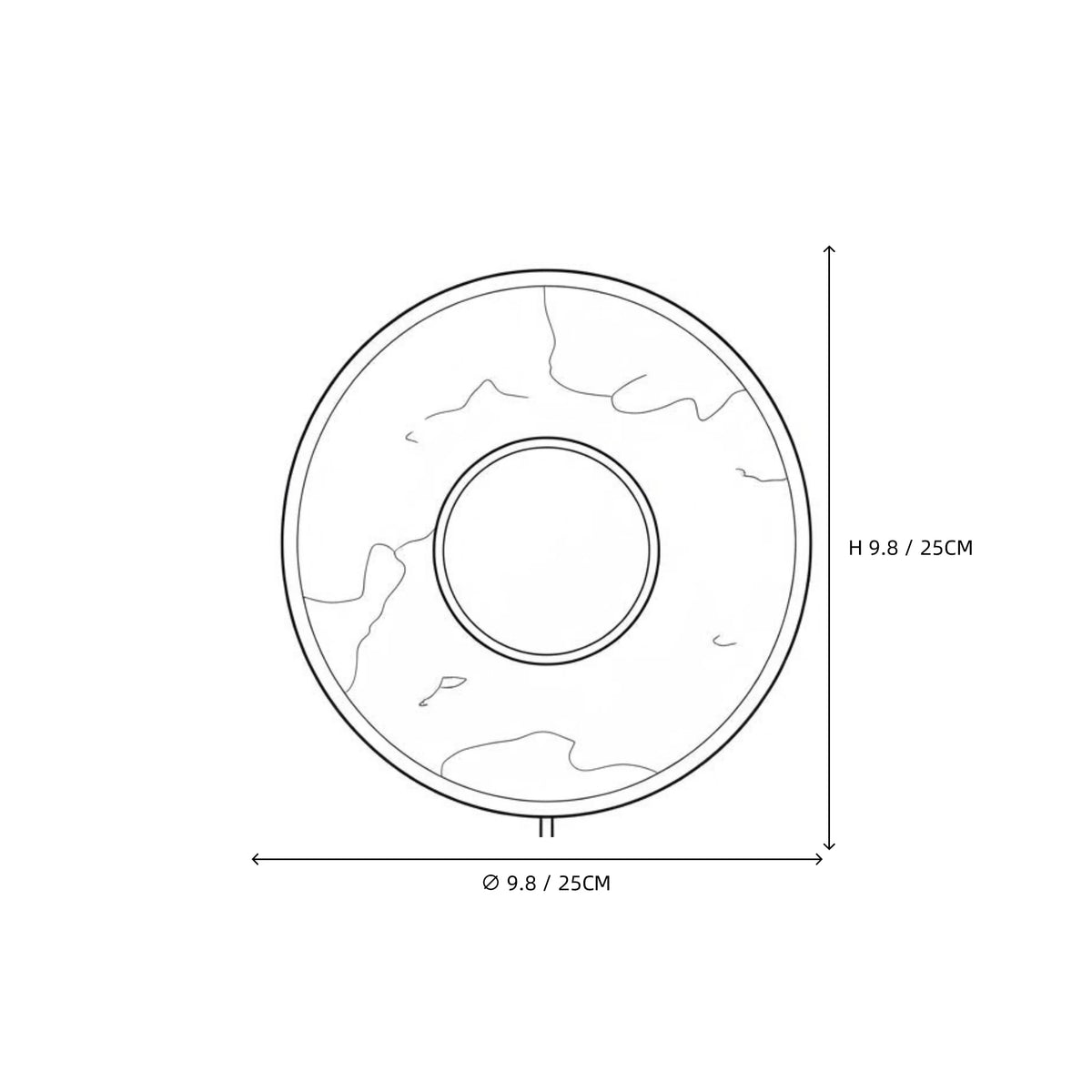 Modern Travertine Dish Wall Sconce Line Art Dimension Diagram A