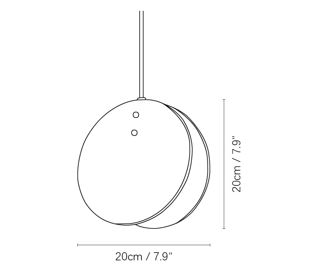 Wabi Sabi Travertine Disc Pendant Light Line Art Dimension Diagram