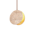 Wabi Sabi Travertine Disc Pendant Light on Pure White Background