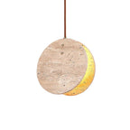 Wabi Sabi Travertine Disc Pendant Light on Pure White Background