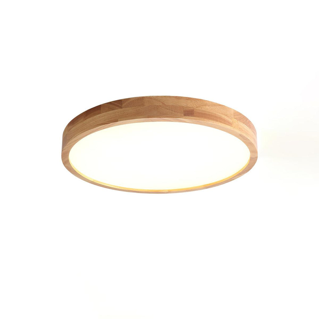 Rubberwood Round Flush Mount
