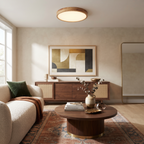 Rubberwood Round Flush Mount