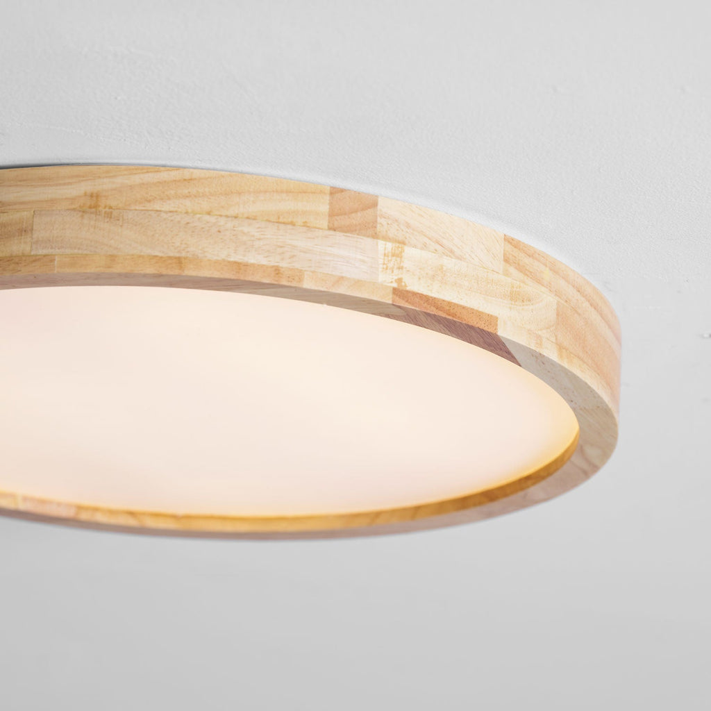 Rubberwood Round Flush Mount