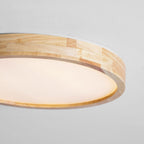 Rubberwood Round Flush Mount
