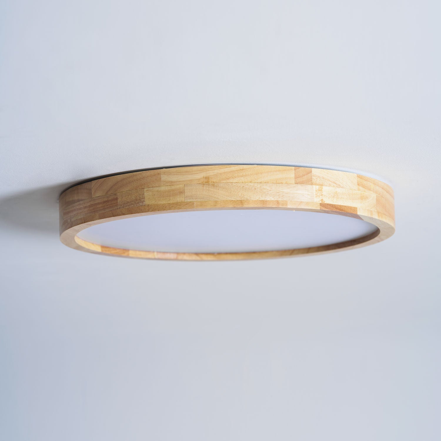 Rubberwood Round Flush Mount