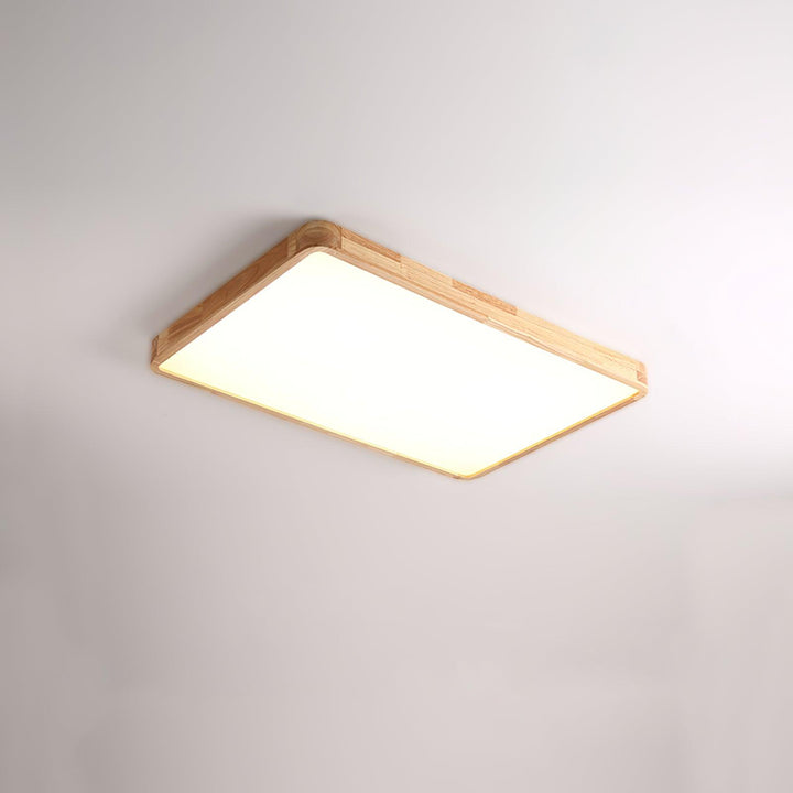 Rubberwood Round Flush Mount