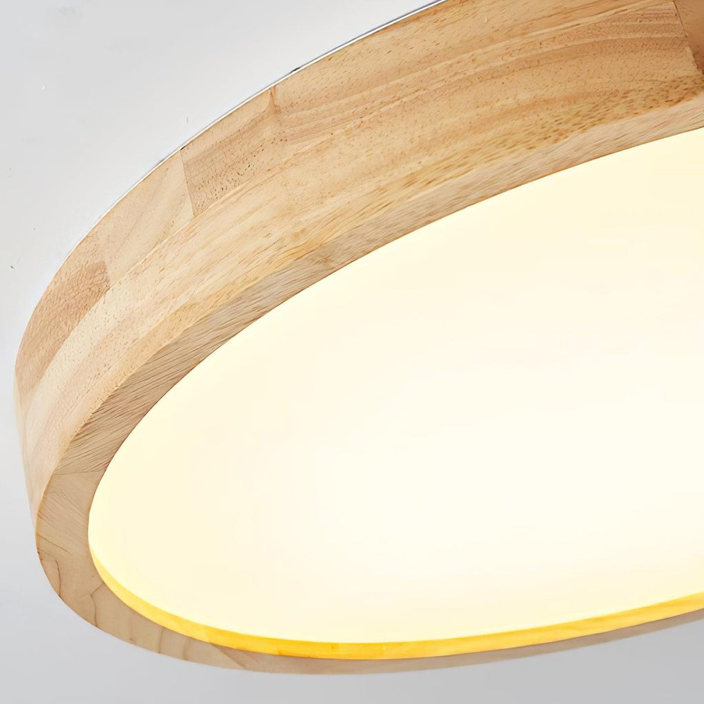 Rubberwood Round Flush Mount