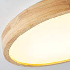 Rubberwood Round Flush Mount